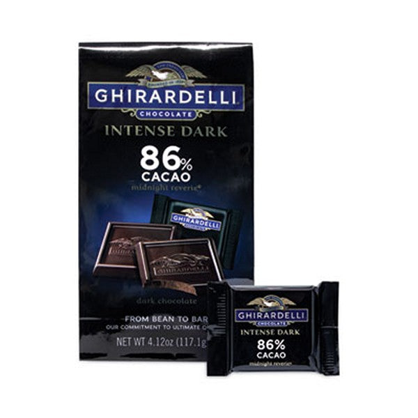 Ghiradelli Intense Dark Midnight Reverie 86% Cacao Singles Bag, 4.12 Packs, 3 Count