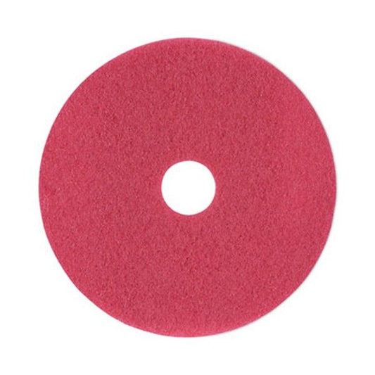 Boardwalk® Buffing Floor Pads, 18" Diameter, Red, 5/carton