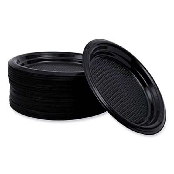 Boardwalk® Hi-Impact Plastic Dinnerware, Plate, 6" Dia, Black, 1,000/carton