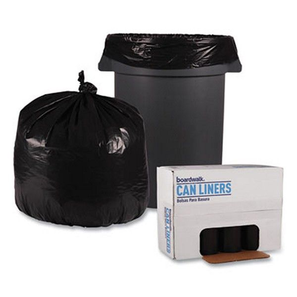 Boardwalk® Low Density Repro Can Liners, 33 Gal, 1.2 Mil, 33" X 39", Black, 10 Bags/roll, 10 Rolls/carton