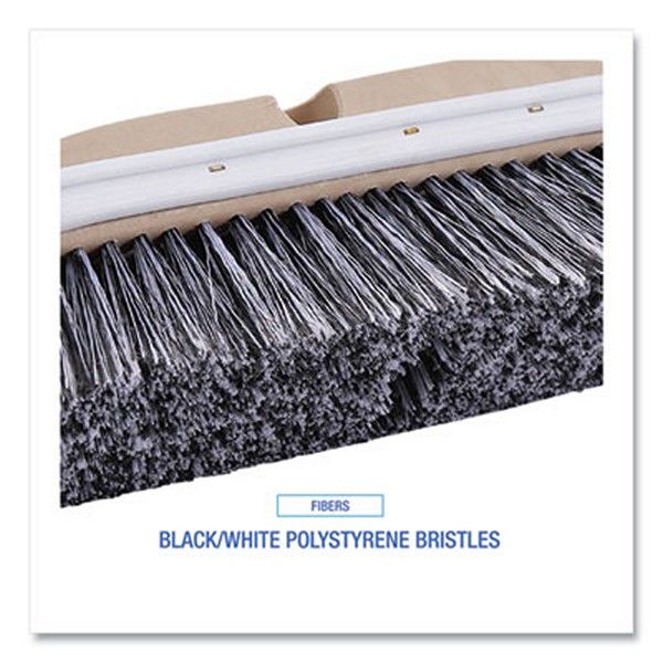 Boardwalk® Polystyrene Vehicle Brush with Vinyl Bumper, Black/White Polystyrene Bristles, 10" Brush