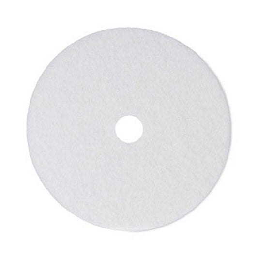 Boardwalk® Polishing Floor Pads, 21" Diameter, White, 5/carton