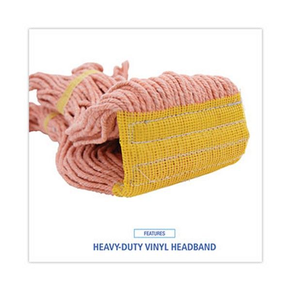 Boardwalk® Super Loop Wet Mop Head, Cotton/synthetic Fiber, 5" Headband, Small Size, Orange, 12/carton