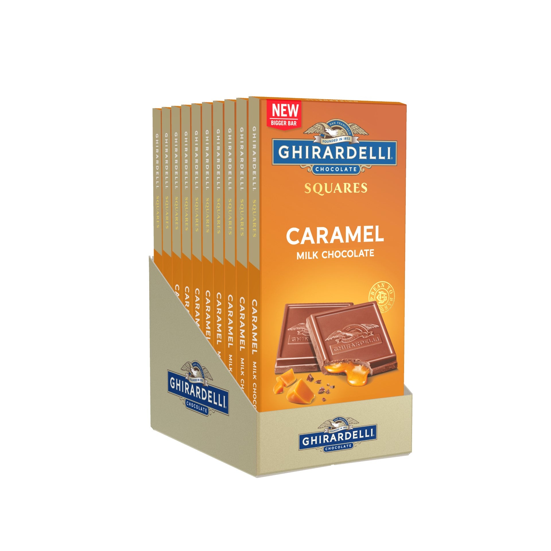 Ghirardelli Caramel Milk Chocolate Squares Bar .3 Pound Each - 10 Per Case