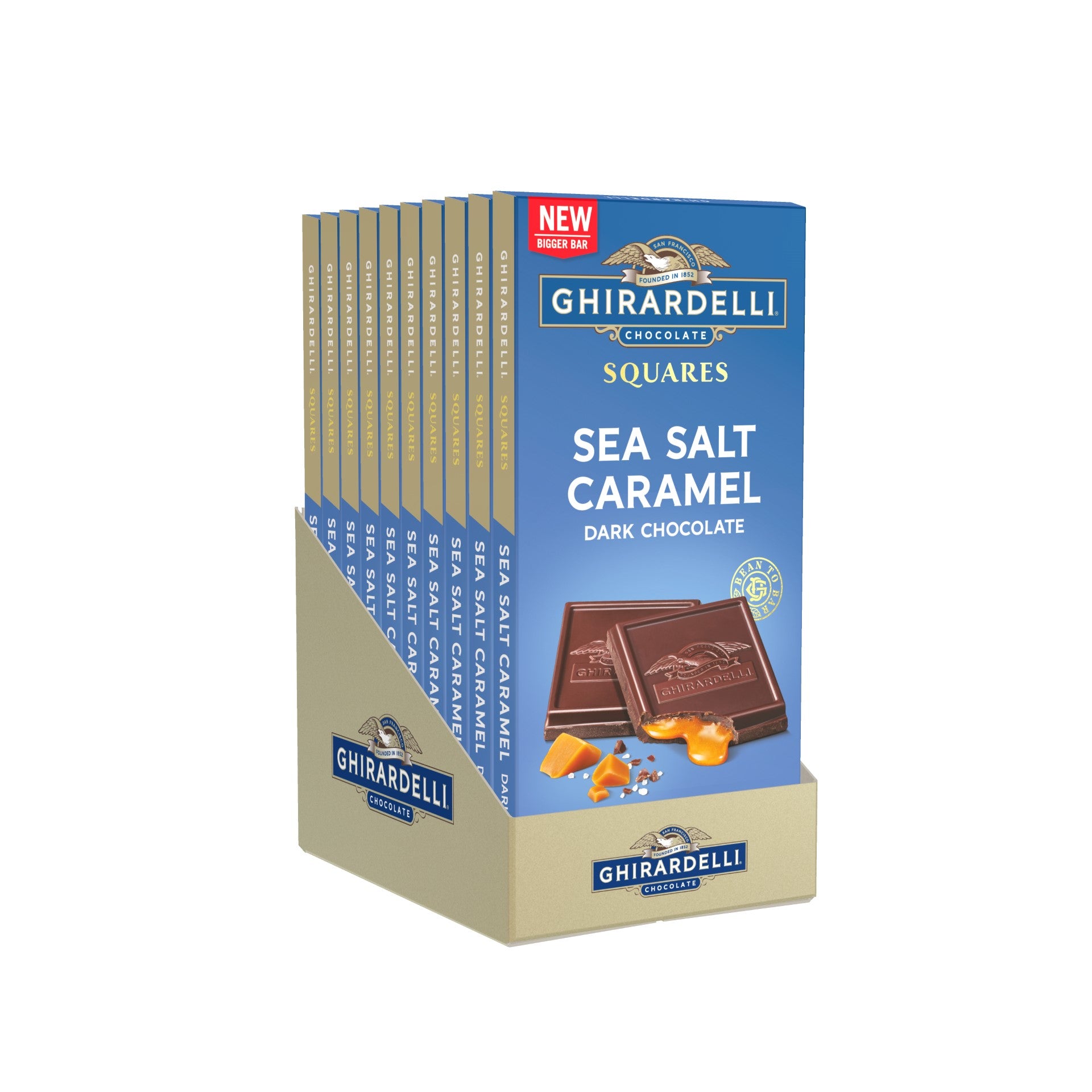 Ghirardelli Dark Chocolate Sea Salt Caramel Squares Bar .3 Pound Each - 10 Per Case