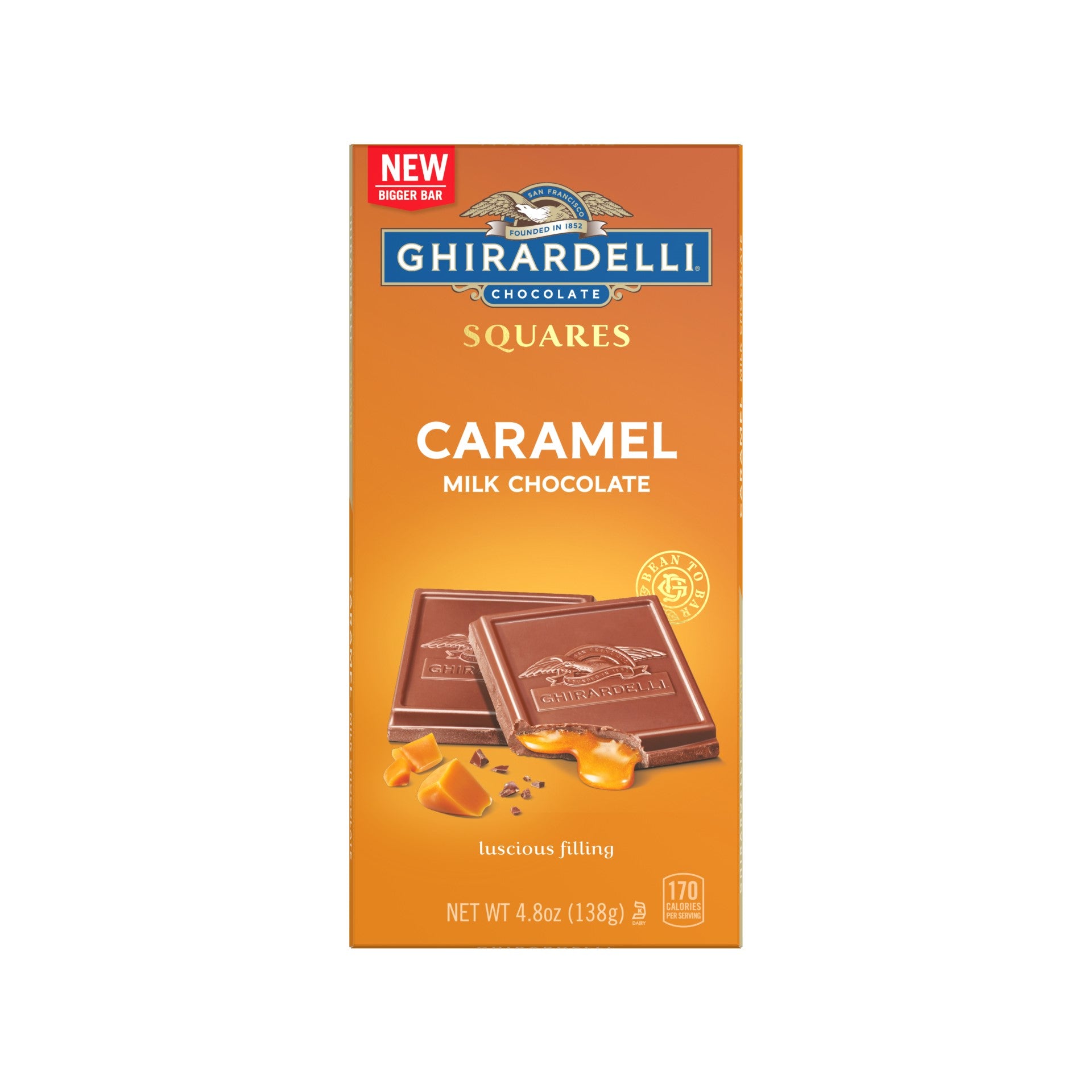 Ghirardelli Caramel Milk Chocolate Squares Bar .3 Pound Each - 10 Per Case