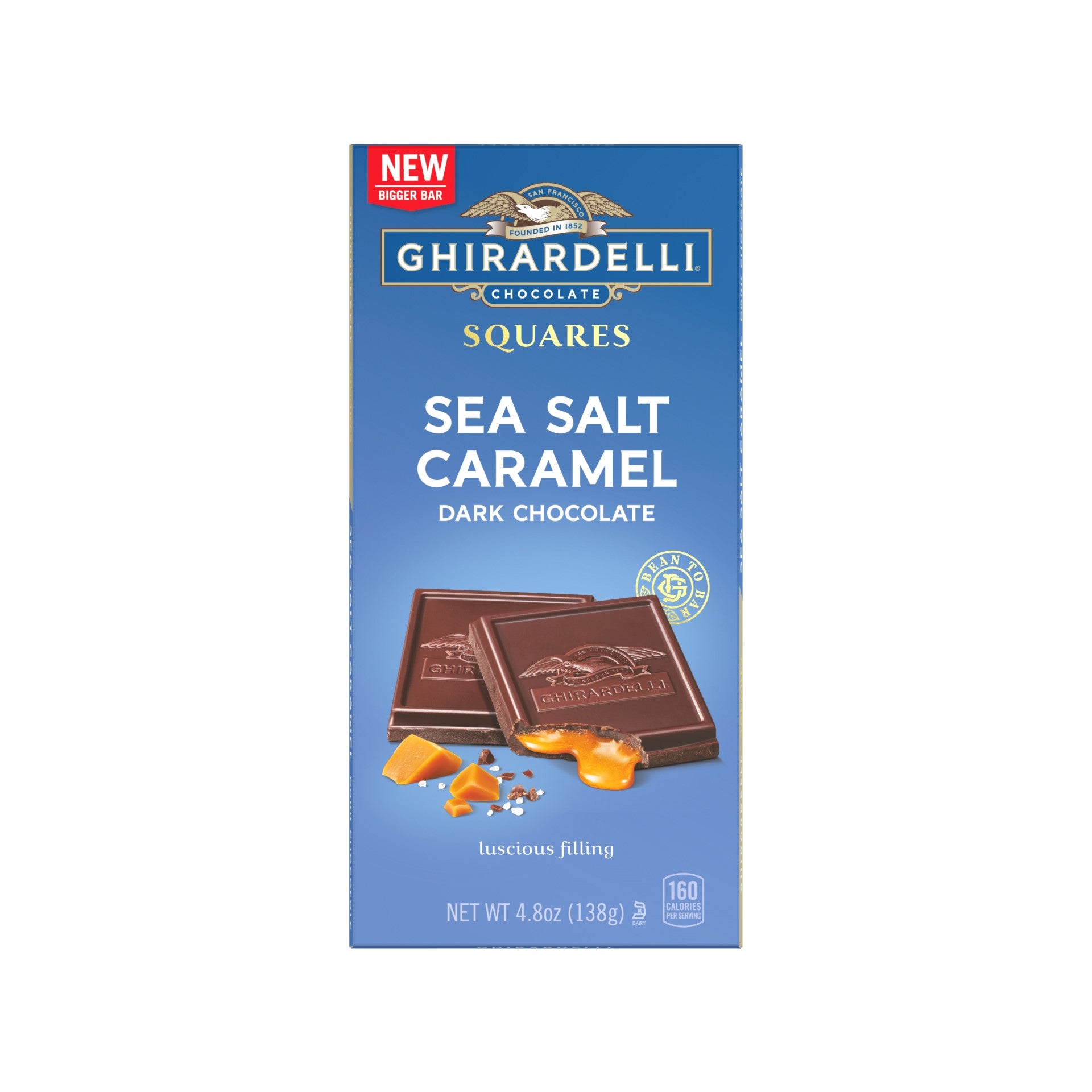 Ghirardelli Dark Chocolate Sea Salt Caramel Squares Bar .3 Pound Each - 10 Per Case