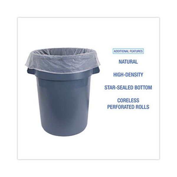 Boardwalk® High-Density Can Liners, 45 Gal, 13 Microns, 40" X 46", Natural, 250/carton