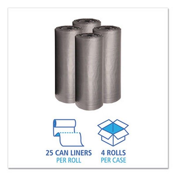 Boardwalk® Low-Density Waste Can Liners, 60 Gal, 0.95 Mil, 38" X 58", Gray, 100/carton