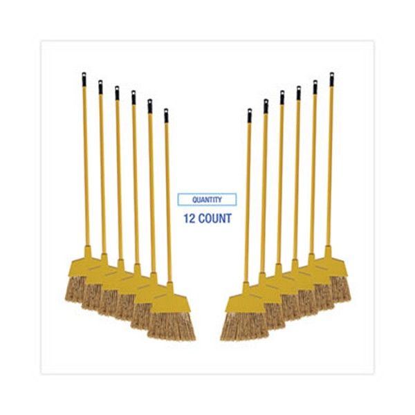 Boardwalk® Poly Bristle Angler Broom, 53" Handle, Yellow, 12/carton