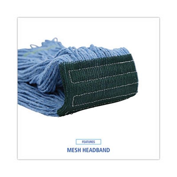 Boardwalk® Mop Head, Premium Standard Head, Cotton/rayon Fiber, Medium, Blue, 12/carton