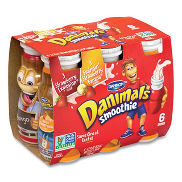 DANNON Danimals Smoothies, Assorted Flavors, 3.1 Bottle, 6/box, 6 Boxes/carton