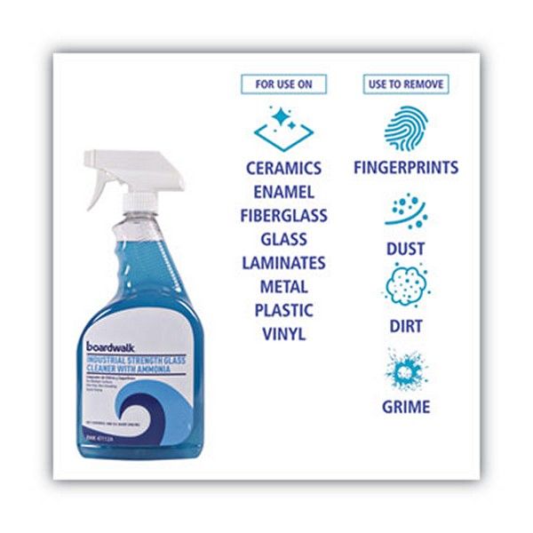 Boardwalk® Industrial Strength Glass Cleaner With Ammonia, 32 Oz Trigger Spray Bottle, 12/carton