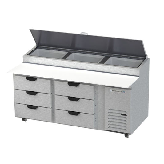 Beverage Air, DPD72HC-6, Refrigerated Counter, Pizza Prep Table