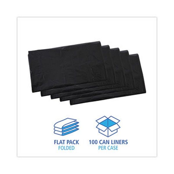 Boardwalk® Linear Low Density Industrial Can Liners, 45 Gal, 0.7 Mil, 40 X 46, Black, 100/carton