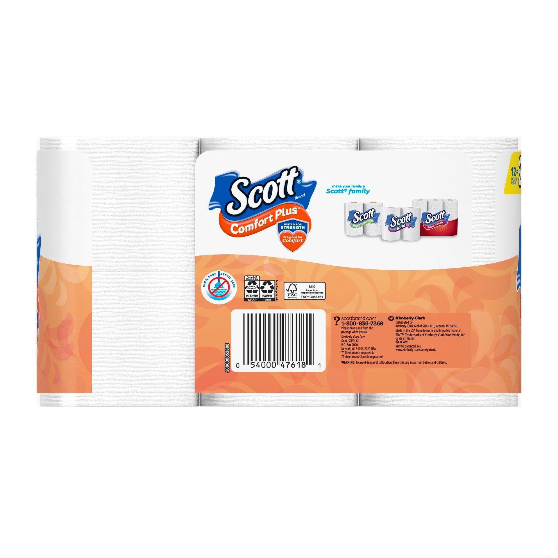 Scott Cmfrt+ Double Rl Bath Tissue Fscmix Sgsch Coc 12 Each - 1 Per Case