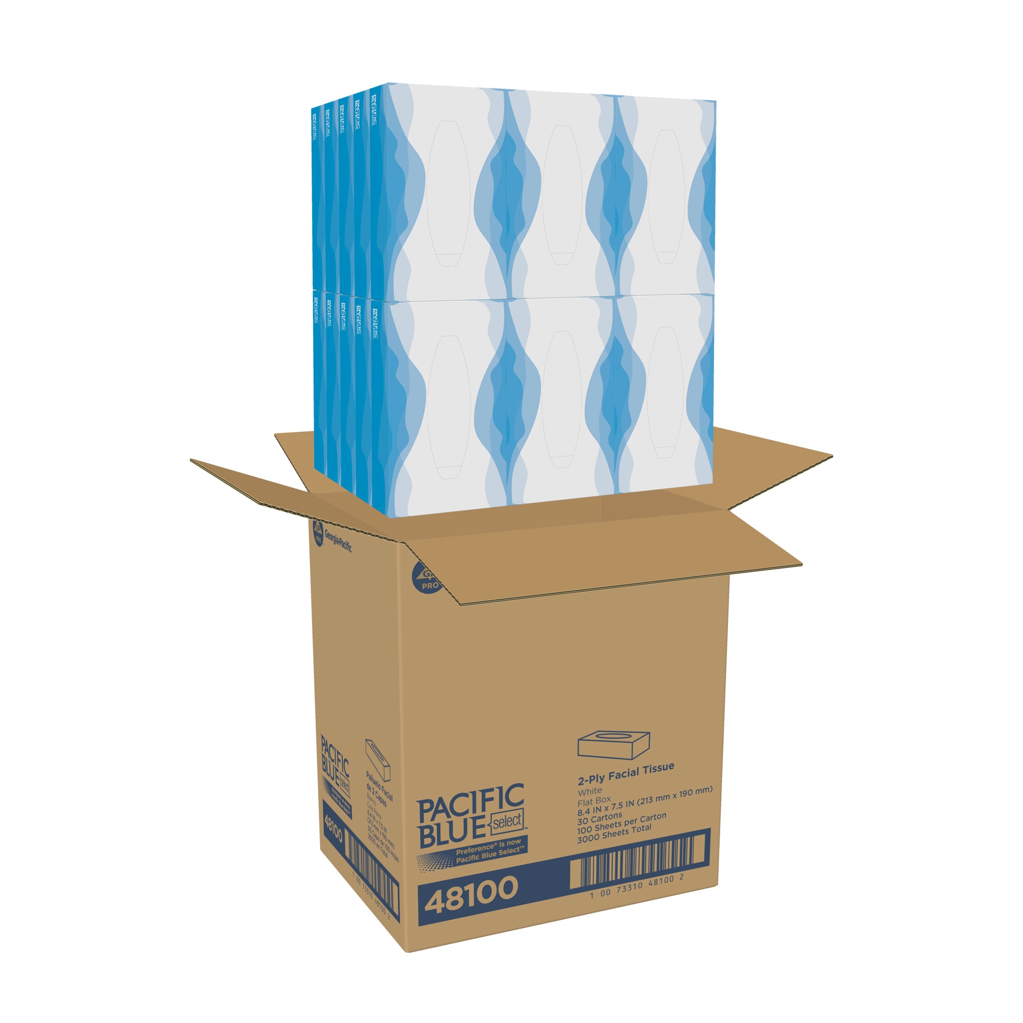 Pacific Blue Select(R) 2-Ply Facial Tissue By Gp Pro (Georgia-Pacific)  Flat Box  30 Boxes Per Case