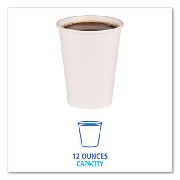 Boardwalk® Paper Hot Cups, 12 oz, White, 50 Cups/Sleeve, 20 Sleeves/Carton