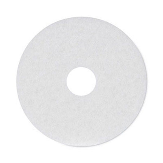 Boardwalk® Polishing Floor Pads, 15" Diameter, White, 5/carton