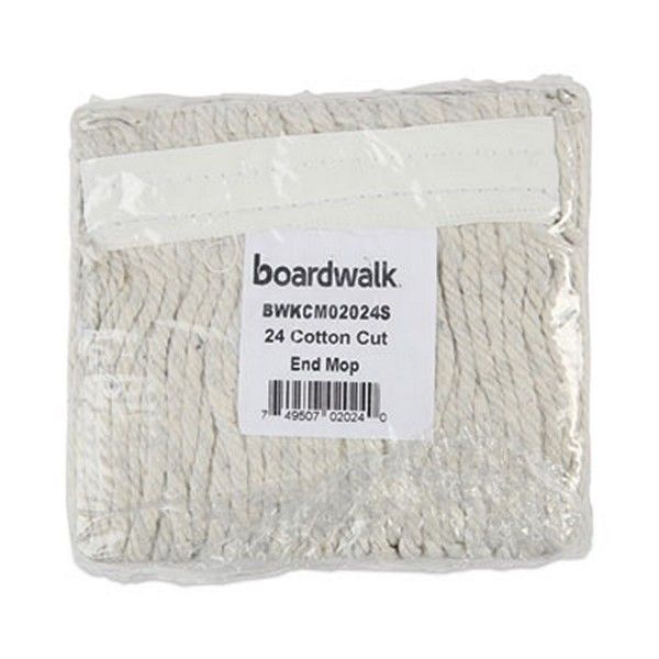 Boardwalk® Banded Cotton Mop Head, #24, White, 12/carton