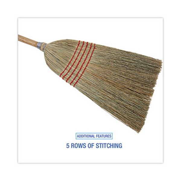 Boardwalk® Parlor Broom, Corn Fiber Bristles, 55" Overall Length, Natural, 12/carton