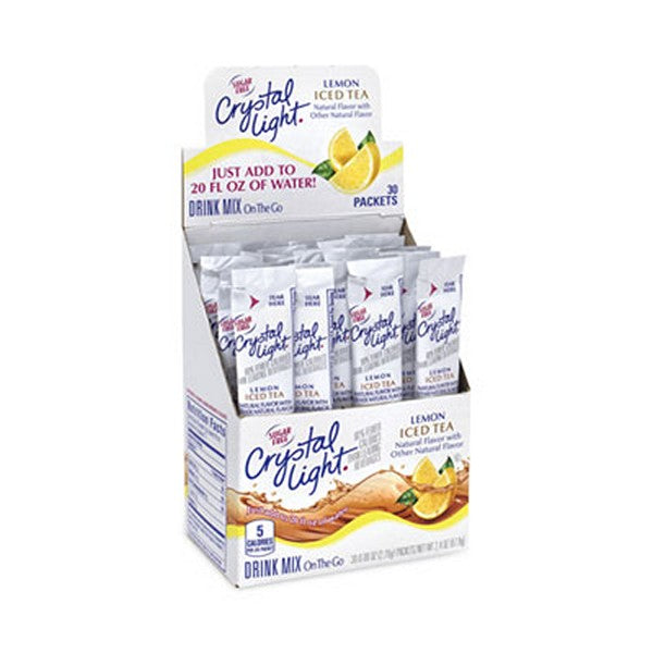 Crystal Light On-The-Go Sugar-Free Drink Mix, Iced Tea, 0.12 Single-Serving Tubes, 30/Pack, 2 Packs/Box