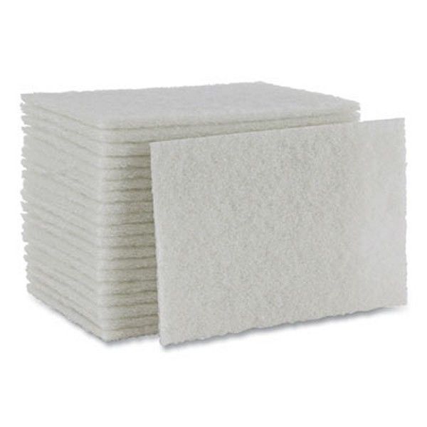 Boardwalk® Light Duty Scour Pad, White, 6 X 9, White, 20/carton