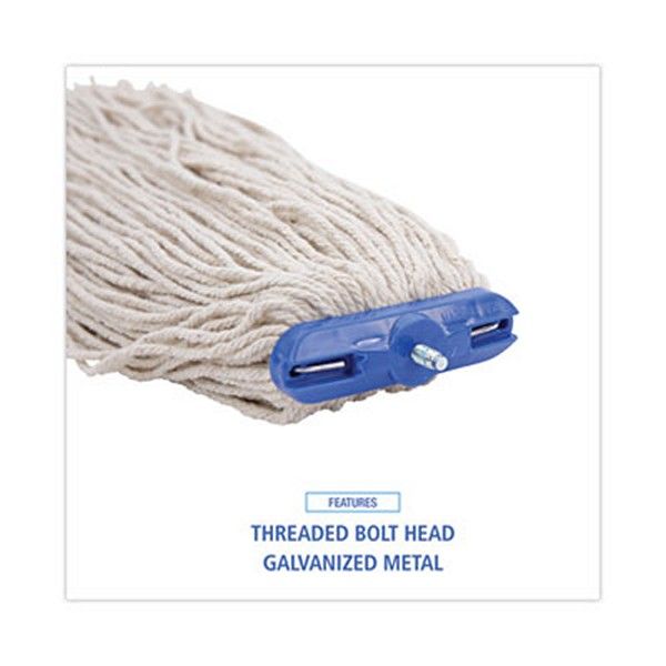 Boardwalk® Mop Head, Economical Lie-Flat Head, Cotton Fiber, 20 oz, White, 12/Carton