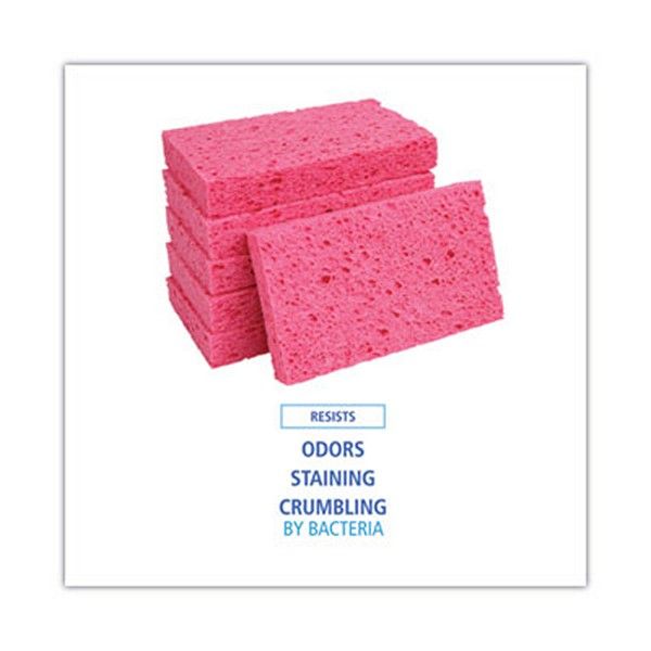 Boardwalk® Small Cellulose Sponge, 3.6 X 6.5, 0.9" Thick, Pink, 2/pack, 24 Packs/carton