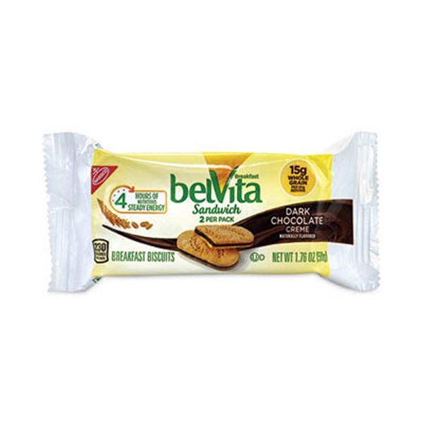 Nabisco belVita Breakfast Biscuits, Dark Chocolate Creme Breakfast Sandwich, 1.76 Pack, 25 Pks/Box