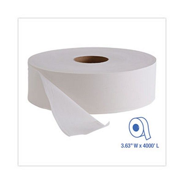 Boardwalk® Jrt Bath Tissue, Jumbo, Septic Safe, 1-Ply, White, 3.63" X 4,000 Ft, 6/carton