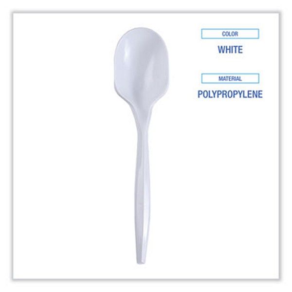 Boardwalk® Mediumweight Wrapped Polypropylene Cutlery, Soup Spoon, White, 1,000/carton