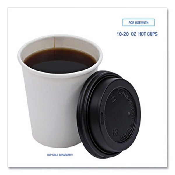 Boardwalk® Hot Cup Lids, Fits 10 Oz To 20 Oz Hot Cups, Black, 1,000/carton