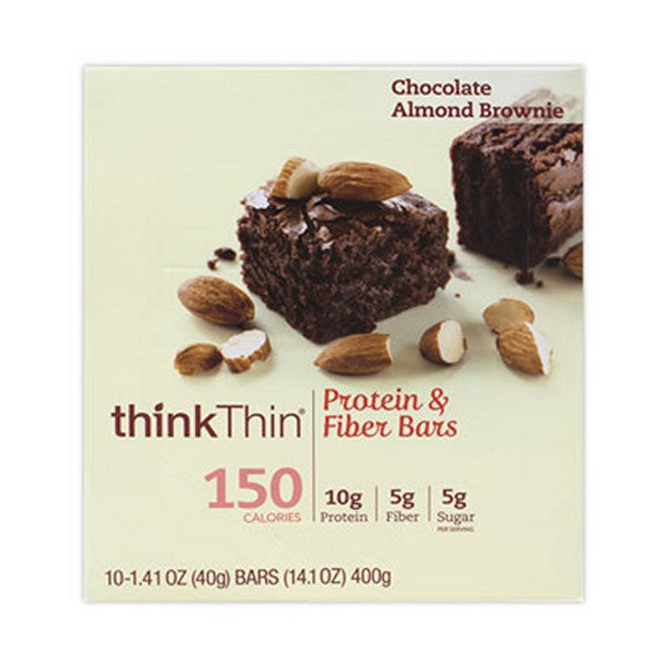 thinkThin High Protein Bars, Almond Brownie, 1.41 Bar, 10 Bars/Box