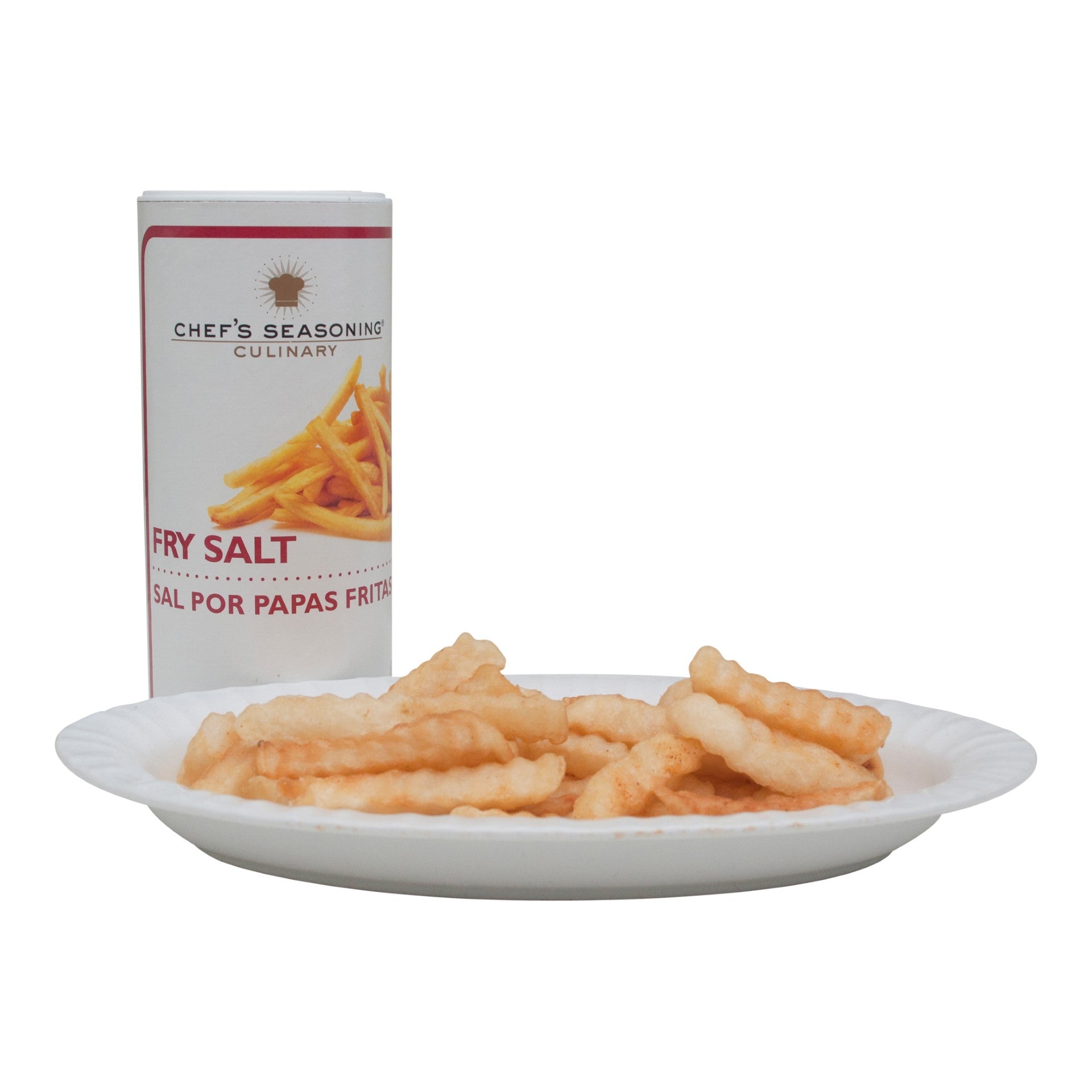 Chefs Seasoning Fry Salt Cannister 24 Ounce Size - 12 Per Case
