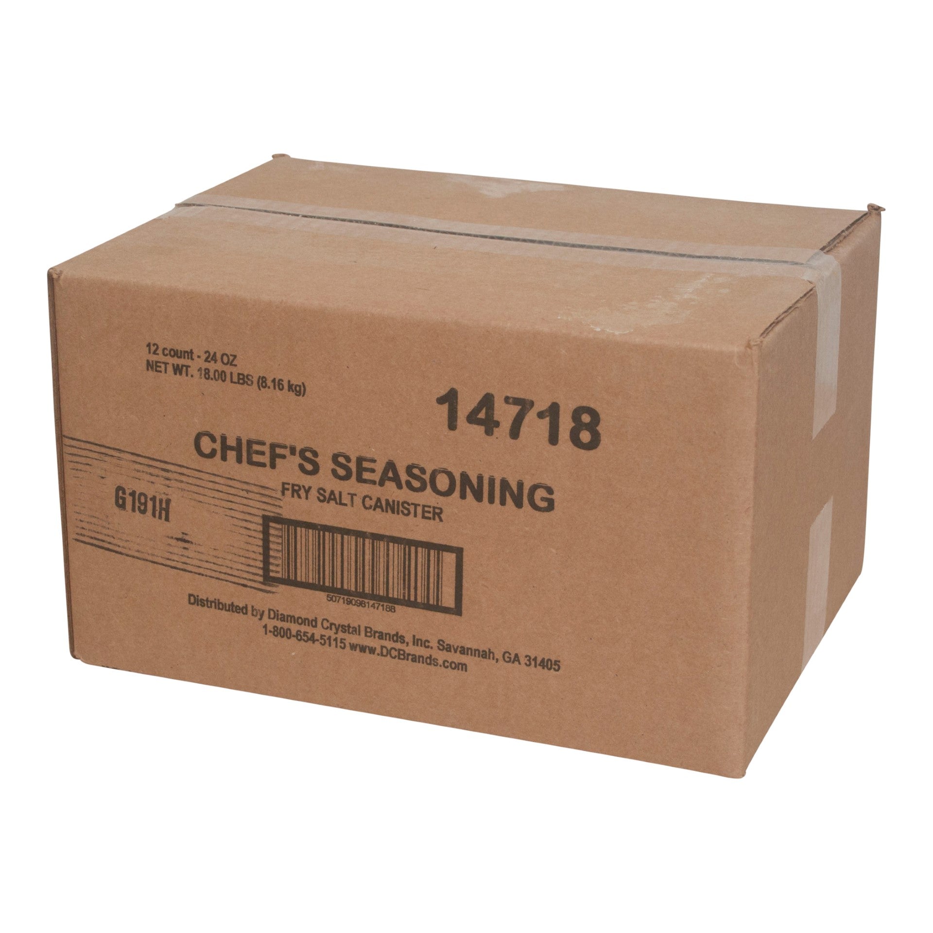 Chefs Seasoning Fry Salt Cannister 24 Ounce Size - 12 Per Case