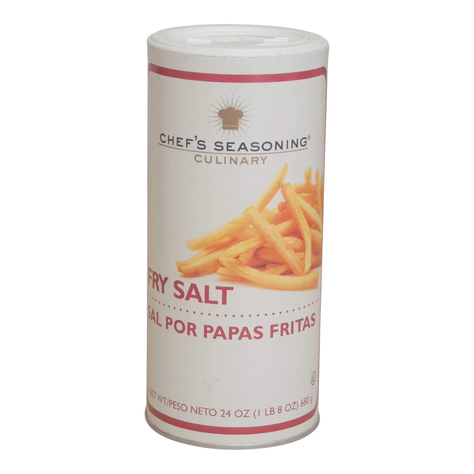 Chefs Seasoning Fry Salt Cannister 24 Ounce Size - 12 Per Case