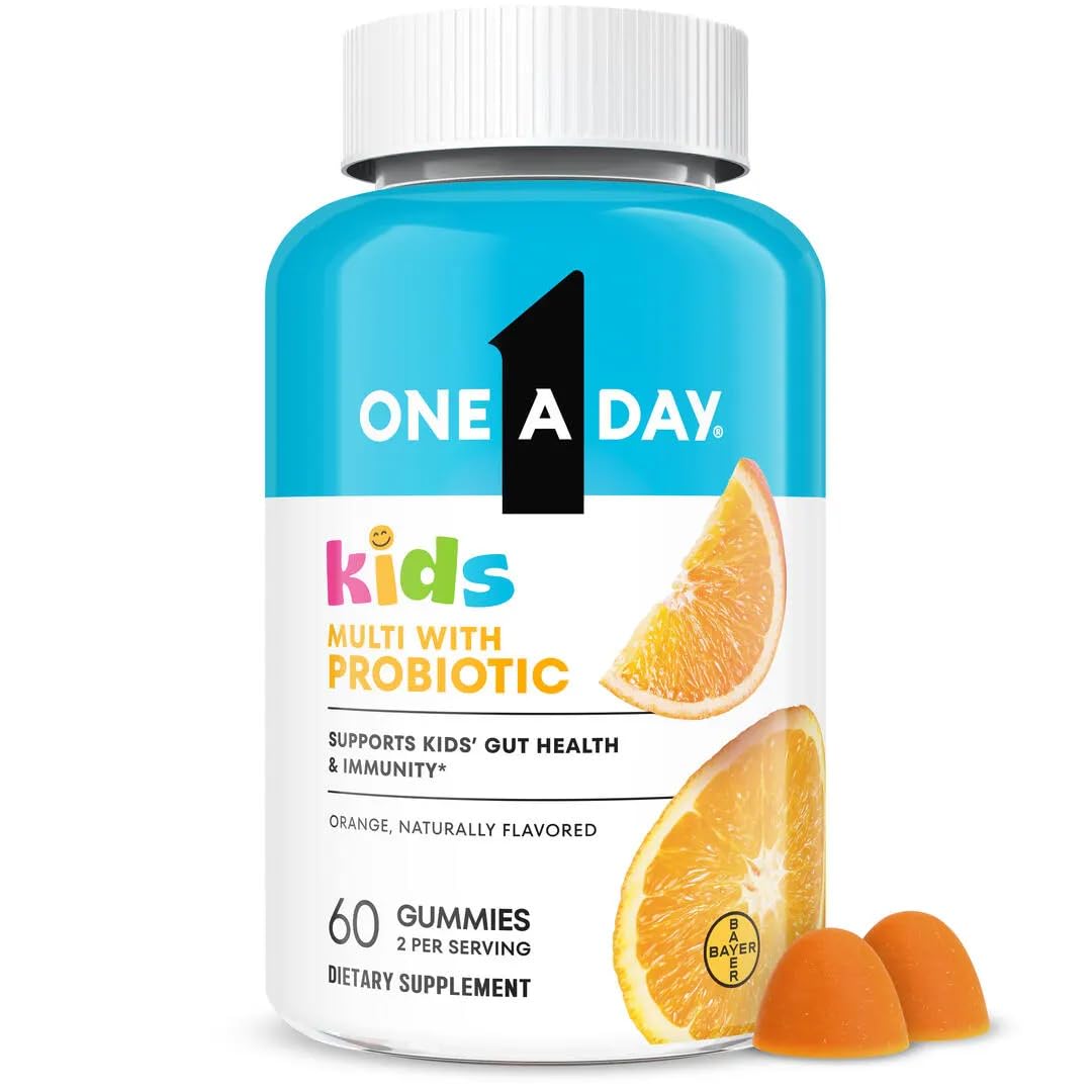 One A Day Kids Multivitamin Gummy With Probiotics, 60 Piece, 3 Per Pack, 8 Packs Per Case