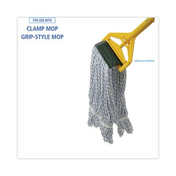 Boardwalk® Mop Head, Floor Finish, Wide, Rayon/polyester, Medium, White/blue, 12/carton