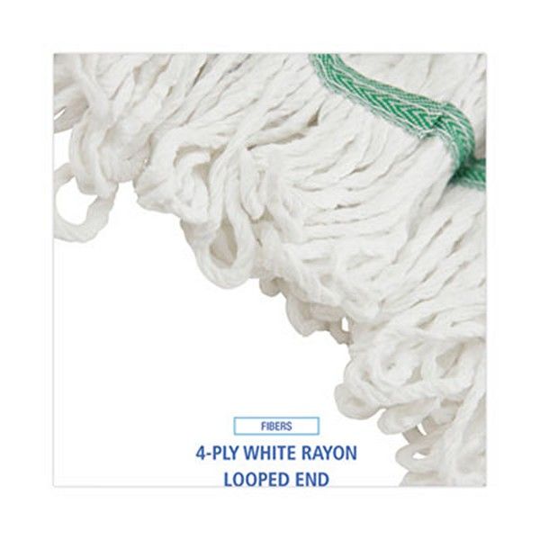 Boardwalk® Loop End Rayon Mop Head, Rayon, Medium, 14 Oz, White, Dozen