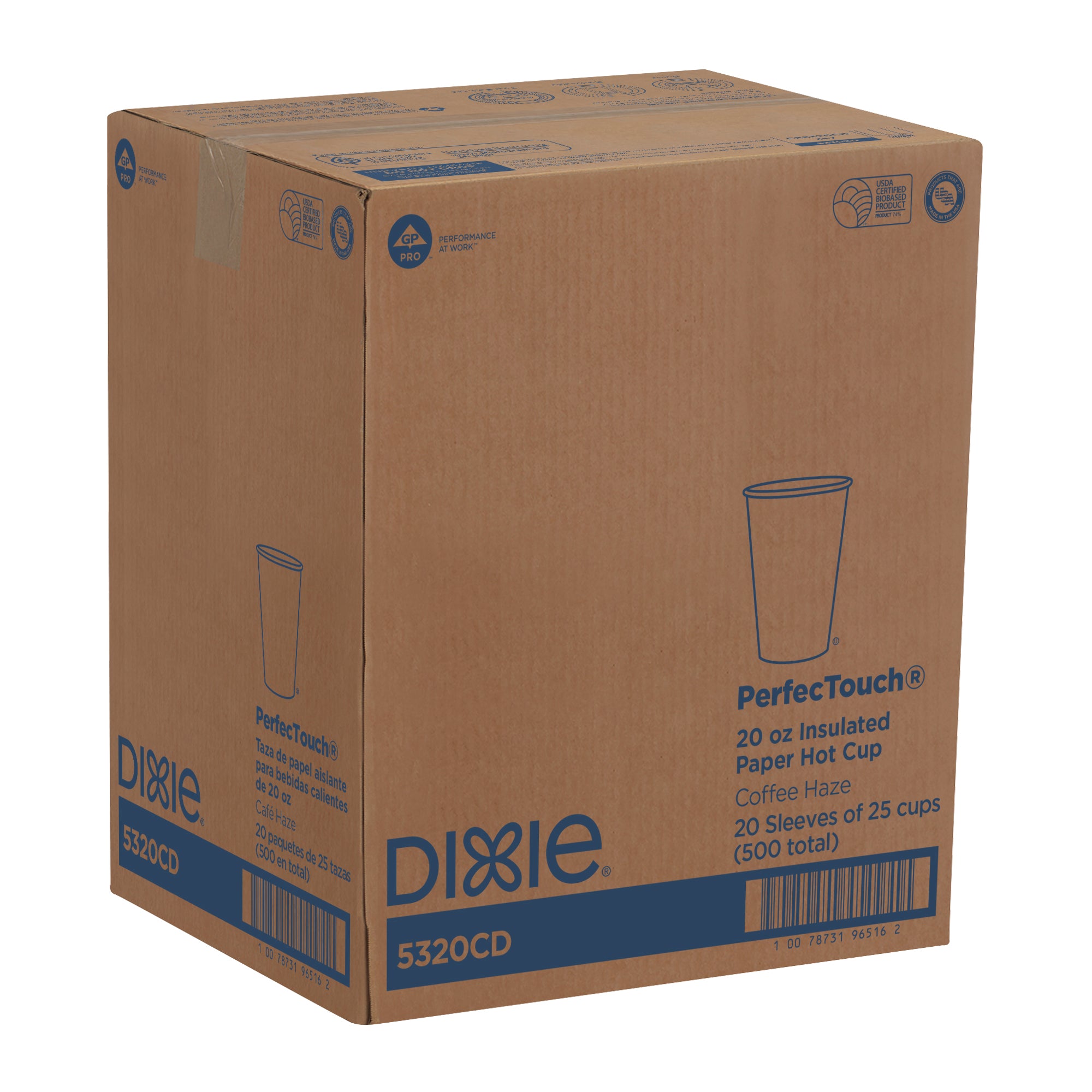 Dixie(R) Perfectouch(R) 10Oz Insulated Paperhot Cups By Gp Pro  Fit Large Lids  Coffee Haze  500 Co