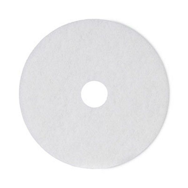 Boardwalk® Polishing Floor Pads, 18" Diameter, White, 5/carton