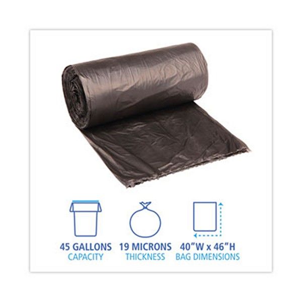 Boardwalk® High-Density Can Liners, 45 Gal, 19 Microns, 40" X 46", Black, 150/carton