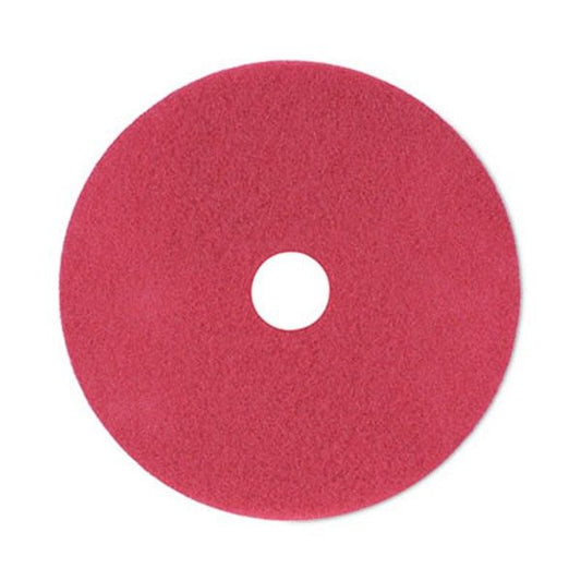 Boardwalk® Buffing Floor Pads, 21" Diameter, Red, 5/carton