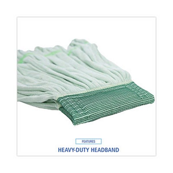 Boardwalk® Microfiber Looped-End Wet Mop Heads, Medium, Green, 12/carton