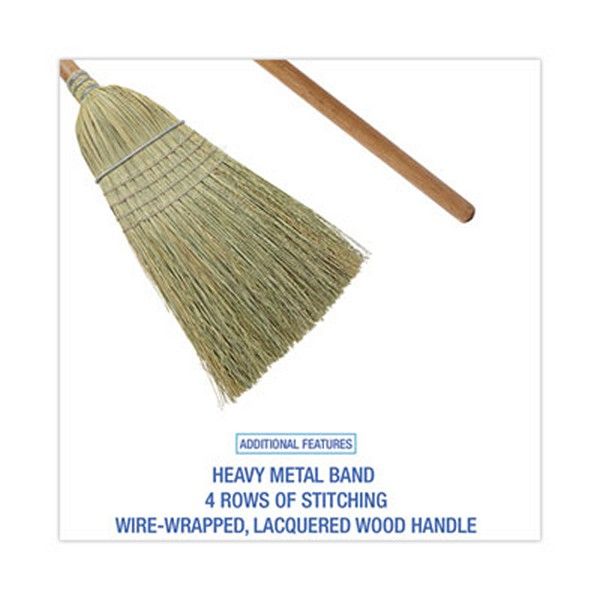 Boardwalk® 100% Corn Brooms, 60" Overall Length, Natural, 6/Carton