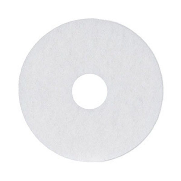 Boardwalk® Polishing Floor Pads, 13" Diameter, White, 5/carton