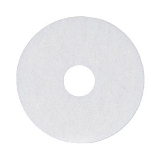 Boardwalk® Polishing Floor Pads, 13" Diameter, White, 5/carton