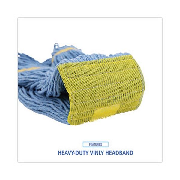 Boardwalk® Super Loop Wet Mop Head, Cotton/synthetic Fiber, 5" Headband, Small Size, Blue, 12/carton