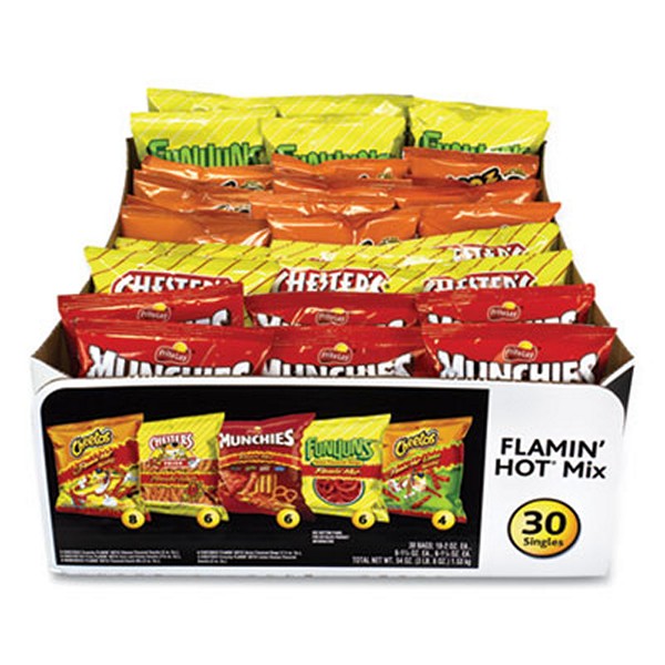 Frito-Lay Flamin' Hot Mix Variety Pack, Assorted Flavors, Assorted Size Bag, 30 Bags/carton